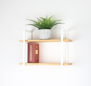 Półka Wisząca Metalowa Ścienna 43cm Biała LOFT