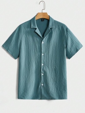 SHEIN ЗЕЛЕНЫЙ ТЕКСТУРНЫЙ КОМПЛЕКТ РУБАШКА БРЮКИ НА ЭЛАСТИКЕ M 96393