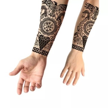 Sztuczny tatuaż Wiking Nordycki znaki czarny