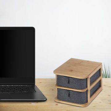 Органайзер для косметических украшений с ящиками Бамбук 2 ящика Серый 1шт