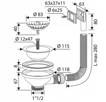 МЕТАЛЛИЧЕСКИЙ СТОПОР ДЛЯ МОЙКИ, СЛИВНОЙ КОРЗИНЫ С ПЕРЕЛИВОМ