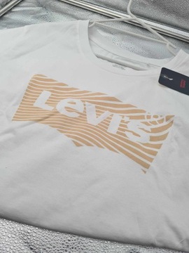 LEVI'S T-SHIRT DAMSKI BIAŁY Z LOGO BASIC złoty 3X