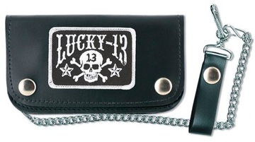 Portfel motocyklisty skóra łańcuch Lucky 13 Czacha