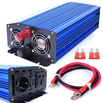 PRZETWORNICA NAPIĘCIA 12V/230V 1000W/2000W CZYSTY SINUS INWERTER BASS POLSK