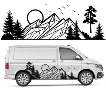 Samolepka Grafika na karavan Hory Mountains Les 89x262 cm