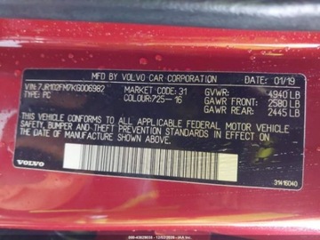 Volvo S60 III Sedan 2.0 T5 250KM 2019 Volvo S60 2.0 T5 250 KM, R-Design, male uszkodzenia, od ubezpieczyciela, zdjęcie 16