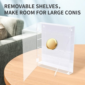 Akrylowy pojemnik do przechowywania, stojak, pyłoszczelny, przezroczysty z drzwiczkami w kolorze białym