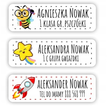 64x NAPRASOWANKI METKI NAKLEJKI IMIENNE IMIENNIKI