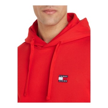 TOMMY HILFIGER BLUZA MĘSKA Z KAPTUREM TJM REG BADGE HOODIE EXT CZERWONA r.M