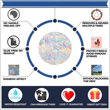 Наклейки и пленки для окон. Наклейки с радужными птицами.