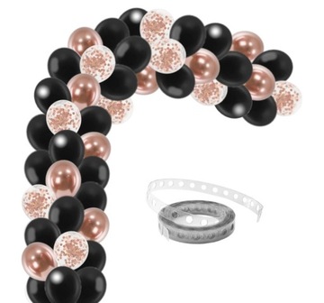 Girlanda balonowa czerń rose gold zestaw balony