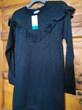 Sukienka czarna z brokatem dzianinowa (M) H&M
