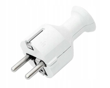 WTYCZKA SIECIOWA PROSTA BIAŁA Z UZIEMIENIEM