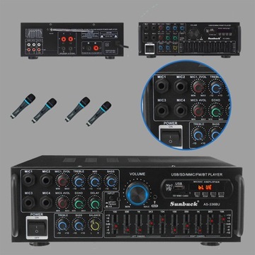 Wzmacniacz Audio Bluetooth 5.0 4 Mikrofony Zintegrowany