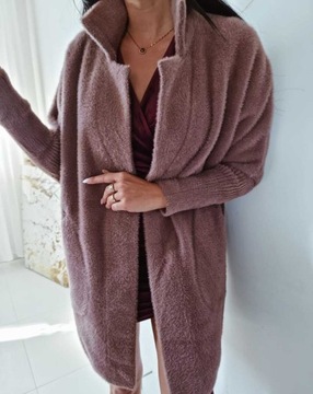 ALPAKA MAŁA PŁASZCZ DAMSKI KOBIECY MODNY KLASYK KOŁNIERZ XS S M MOKKA 1918