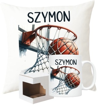 ZESTAW PREZENTOWY KOSZYKÓWKA PODUSZKA + KUBEK KOSZYKARZ BASKET