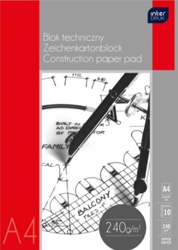 Blok techniczny A4 biały Premium Interdruk