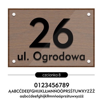 Tablica adresowa adres 3D numer na dom 30x20 aluminium z fakturą drewna