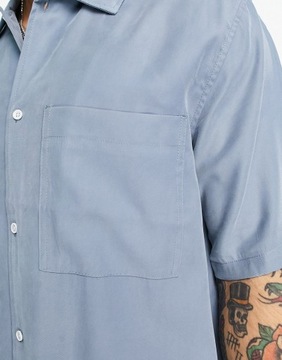 Bershka Niebieska koszula premium z kieszenią L
