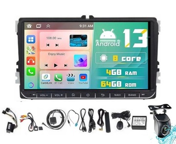 RADIO ANDROID 13 GOLF 5 V 6 VI VW PASSAT B6 B7 TIGUAN TOURAN CADDY 4GB/64GB