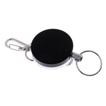 Heavy Duty Retractable Badge / Key with Rope Black