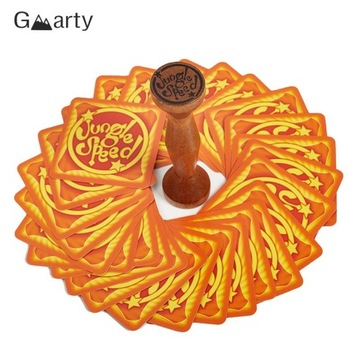 Jungle Board Game Party Cards Brown Wood Token