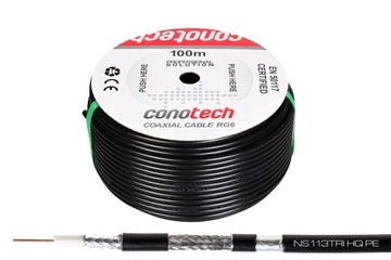 Kabel antenowy zewnętrzny HQ NS113TRI żelowany 1m
