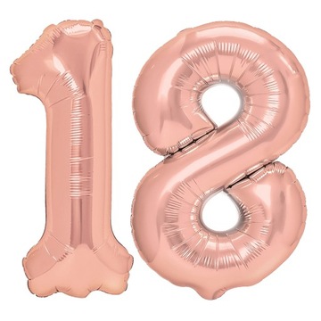BALON 18 CYFRA OSIEMNAŚCIE ROSE GOLD 70cm URODZINY