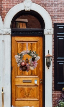 Рождественский венок, праздничный розовый, 30 см, украшение на дверь