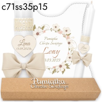 Халат и свеча + коробочка для свечей IHS Baptism Souvenir