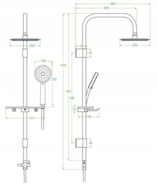 HANSGROHE черный смеситель для душа + RAIN SHOWER