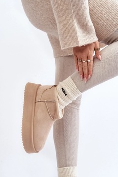 СНЕЖНЫЕ БОТИНКИ ЖЕНСКИЕ НА ТОЛСТОЙ ПОДОШВЕ, БЕЖЕВЫЕ 41