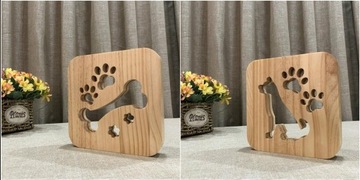 Деревянный светодиодный ночник Dog Paw HIT