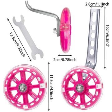 БОКОВЫЕ ПОДДЕРЖИВАЮЩИЕ КОЛЕСА ДЛЯ ВЕЛОСИПЕДА 12–20 ДЮЙМОВ, УНИВЕРСАЛЬНЫЕ С ЦВЕТНЫМИ СВЕТЯЩИМИСЯ СВЕТОДИОДАМИ