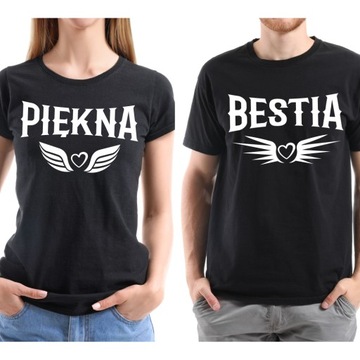 KOSZULKI PAR WALENTYNKI ŚWIĘTA URODZINY T-SHIRT Piękna i Bestia zestaw