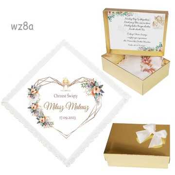 БЕЛАЯ КРЕСТАЛЬНАЯ ХАНИЦА для мальчика, девочки, КРЕЩЕНИЕ, ИМЯ, коробка