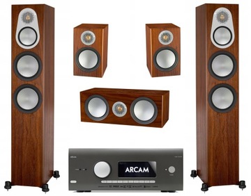 ARCAM AVR20 KLASY AB + MONITOR AUDIO SILVER 6G KINO 5.0 WALNUT / ORZECH