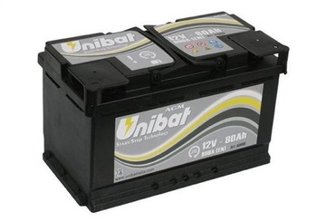 Akumulator UNIBAT 80Ah 880A AGM Start Stop EK800