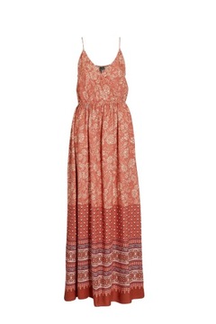 Vero Moda brązowa sukienka maxi boho ramiączkach M