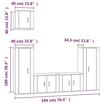Подставка для телевизора, 5 предметов, белая с p