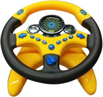 ЖЕЛТЫЙ РУЛЬ НА ИНТЕРАКТИВНОМ СТЕНДЕ, СИМУЛЯТОР ВОждения, ЗВУКИ, СВЕТ