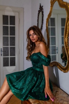 Smaragdowa ,brokatową sukienka "Diamond"