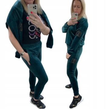 DS77 ВЕЛЮРОВЫЙ СПОРТИВНЫЙ КОСТЮМ С ЛОГОТИПОМ ЗЕЛЕНЫЙ R.XXL