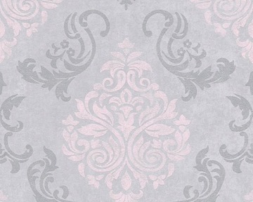 TAPETA ORNAMENT GLAMOUR BROKAT SZARY RÓŻ TAPETY ZMYWALNE