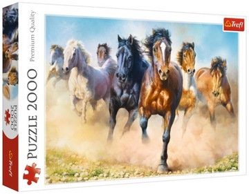 Wymagające PUZZLE 2000 ELEMENTÓW Galopujące stado koni UCZĄ CIERPLIWOŚCI
