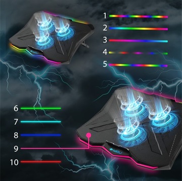 ОХЛАЖДАЮЩАЯ ПОДСТАВКА ДЛЯ НОУТБУКА 15–17 ДЮЙМОВ, РЕГУЛИРУЕМАЯ RGB-СВЕТОДИОДНАЯ, С USB