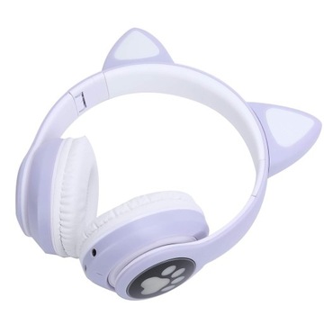 НАУШНИКИ ДЕТСКИЕ КОШАЧЬИ УШИ ON-EAR BT LED RGB ФИОЛЕТОВЫЕ