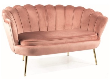 Sofa glamour CAMELLIA 2 VELVET antyczny róż/złoty stelaż