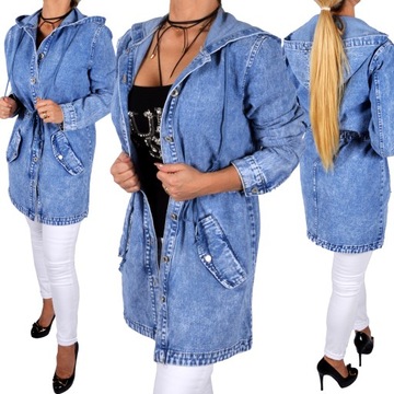 Katana Kurtka Jeans Parka PLUS SIZE Z KAPTUREM