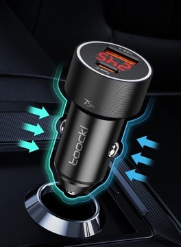 Автомобильное зарядное устройство Super FAST TooCKI USB / USB-C 75 Вт QC PD + МЕТР